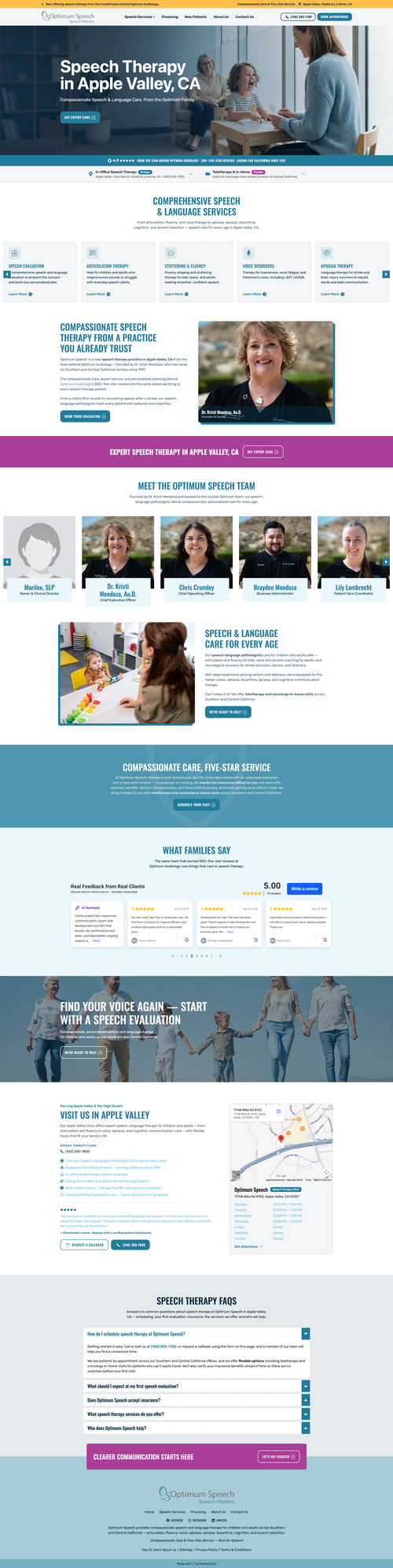 Optimum Speech website
